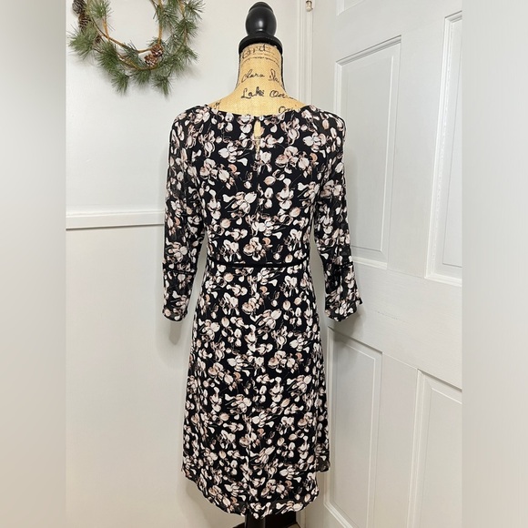 Garnet Hill Black Floral Eyelet Trim Silk Dress - Picture 7 of 13